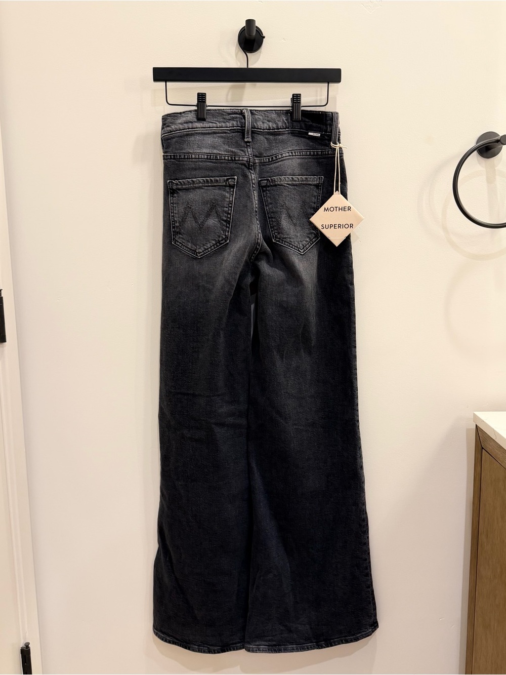 MOTHER High-Rise Wide Leg Jeans - Washed Black NWT - Picture 8 of 10